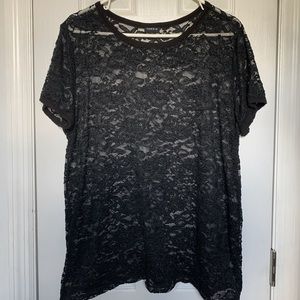 Torrid black lace sheer shirt 2x